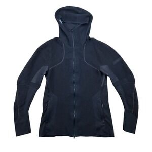 Adidas Jacket Womens Medium Primeknit Full Zip Hooded Thumb Holes Reflective